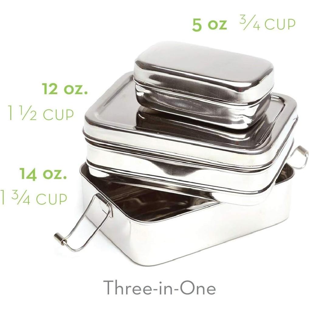 Caja Bento de Acero Inoxidable Ecolunchbox 3 en 1 0.95L