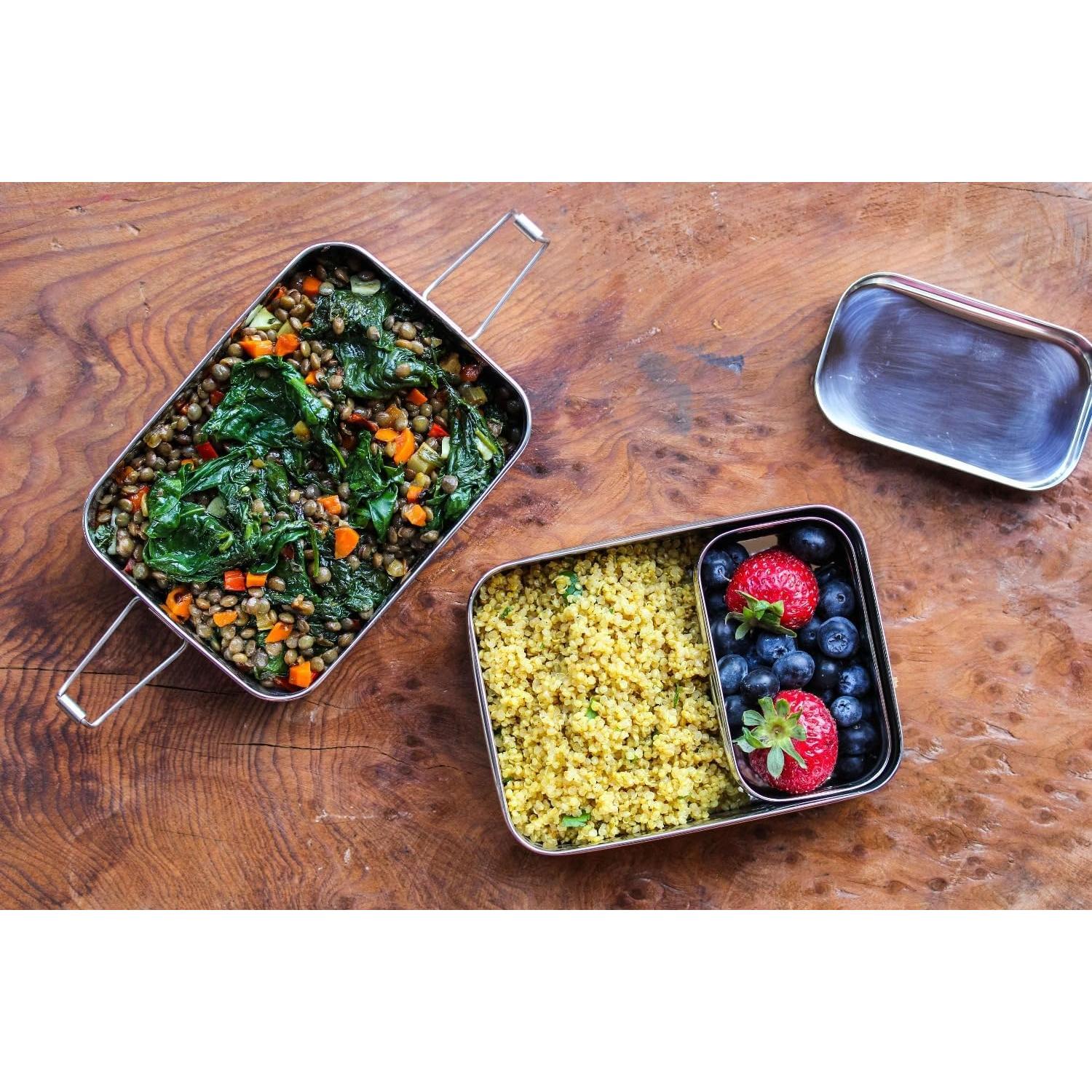 Caja Bento de Acero Inoxidable Ecolunchbox 3 en 1 0.95L