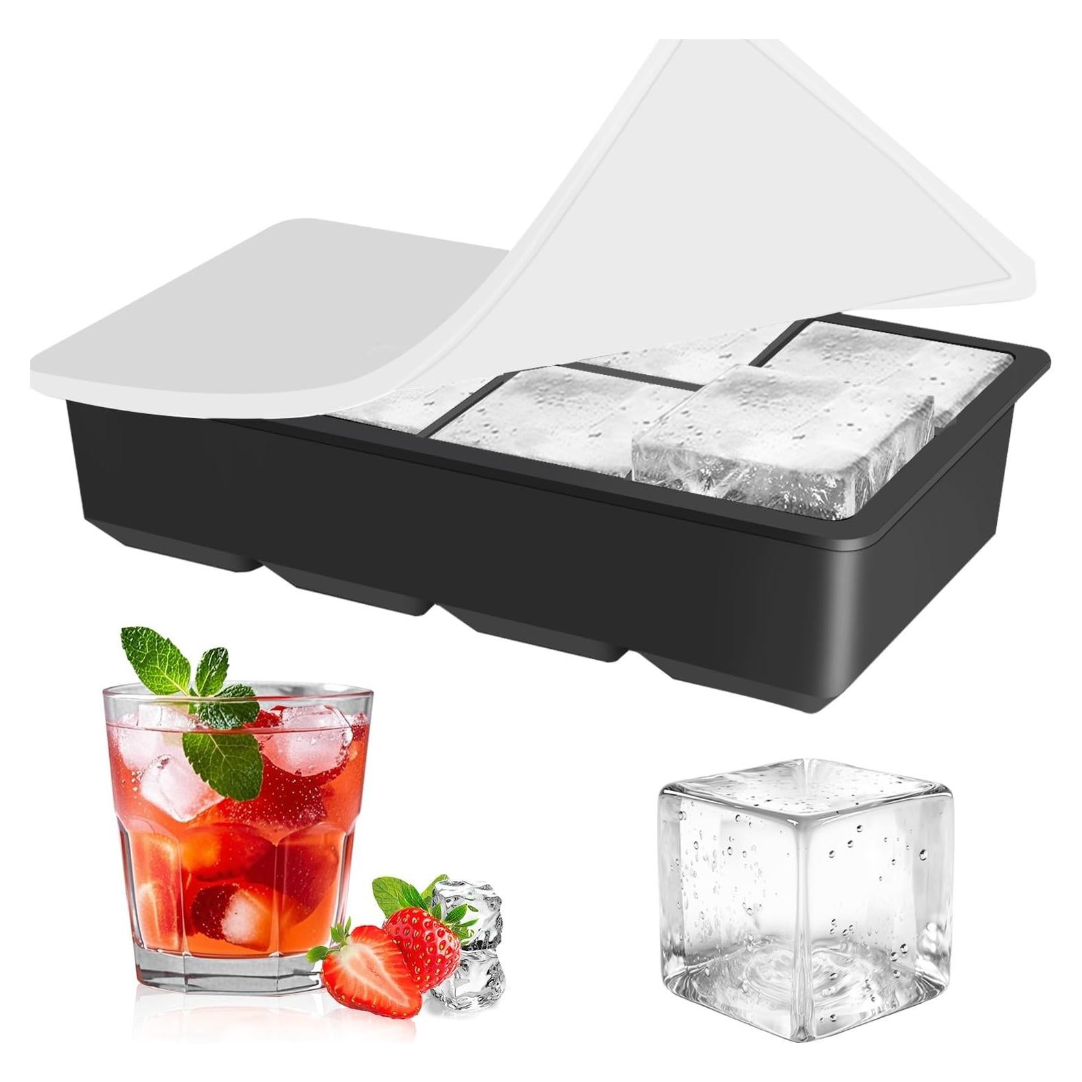 Bandeja de Hielo de Silicona Alinana con Tapa - 8 Cubos Grandes