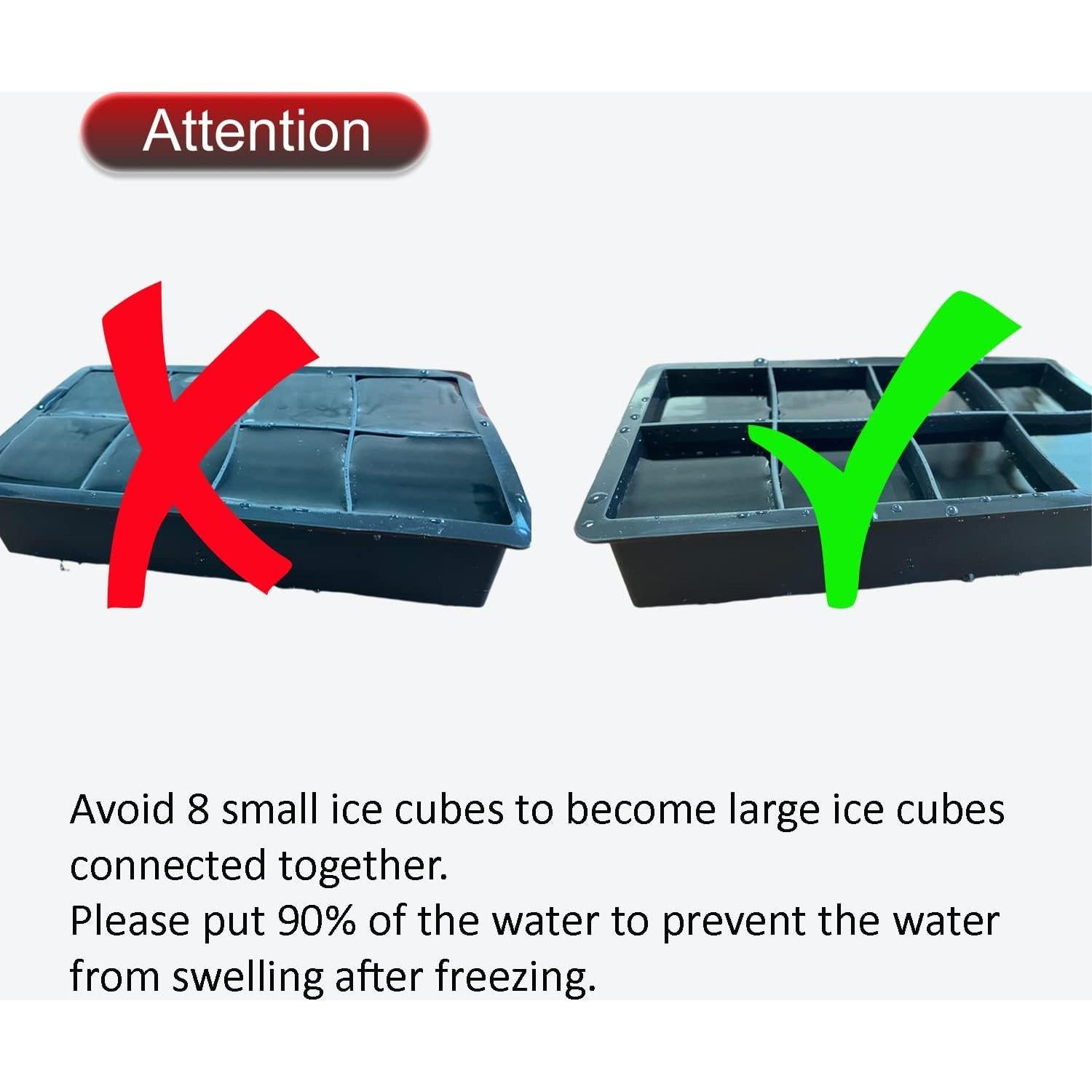 Bandeja de Hielo de Silicona Alinana con Tapa - 8 Cubos Grandes