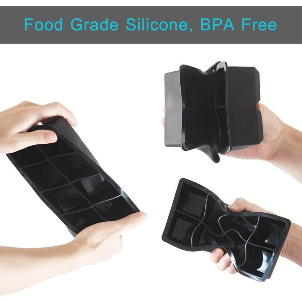 Bandeja de Hielo de Silicona Alinana con Tapa - 8 Cubos Grandes