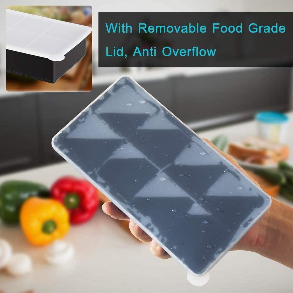 Bandeja de Hielo de Silicona Alinana con Tapa - 8 Cubos Grandes