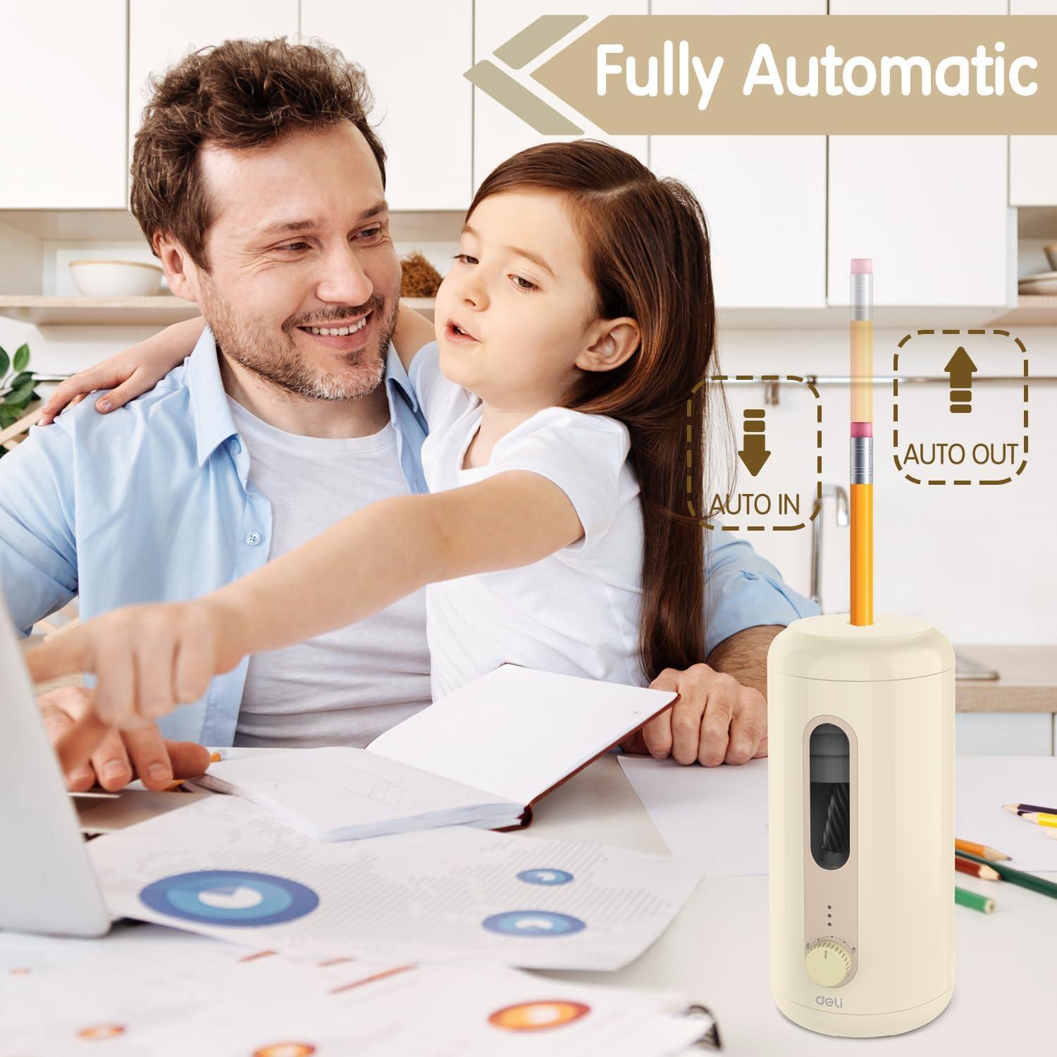 Afilador de Lápices Eléctrico Deli VA10-BG Recargable Beige