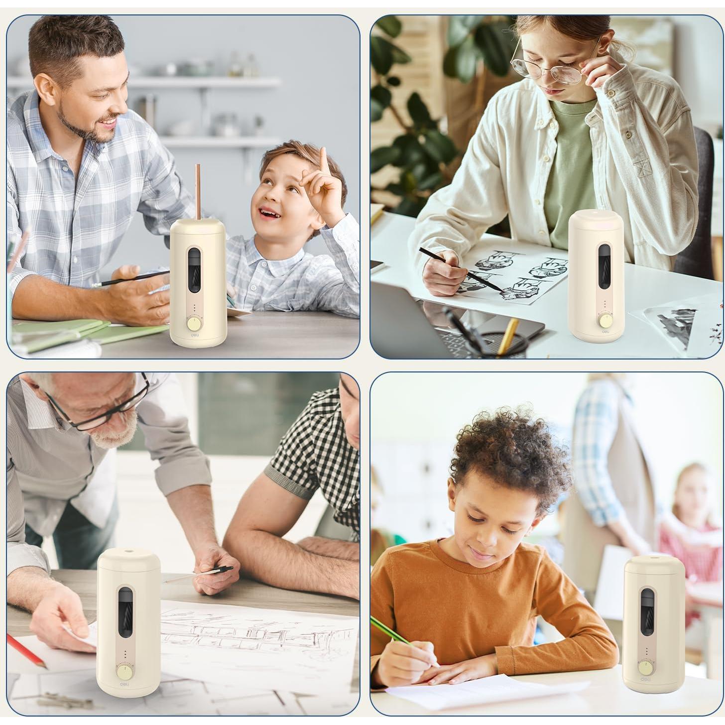 Afilador de Lápices Eléctrico Deli VA10-BG Recargable Beige