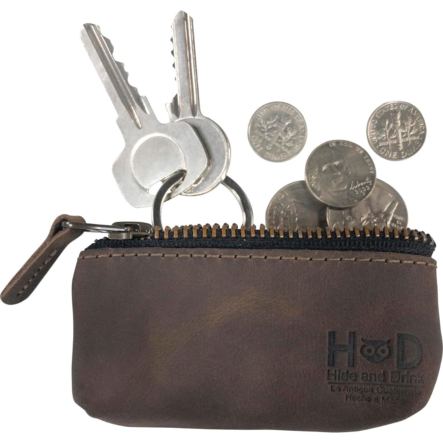 Estuche de Llaves y Monedas de Cuero Hide & Drink Marrón