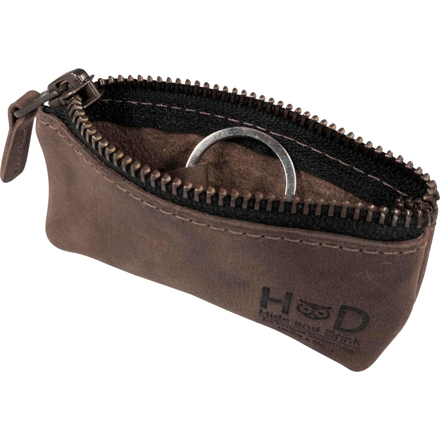 Estuche de Llaves y Monedas de Cuero Hide & Drink Marrón