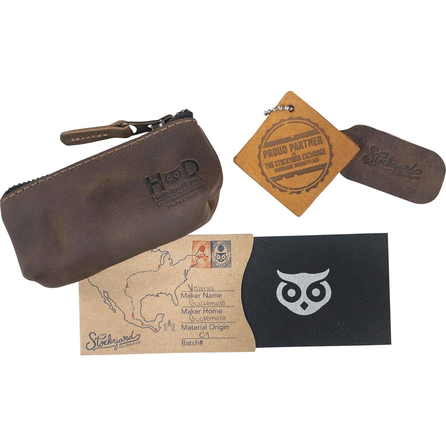 Estuche de Llaves y Monedas de Cuero Hide & Drink Marrón