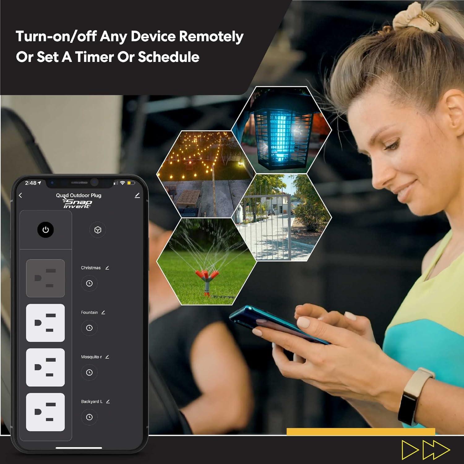 Enchufe inteligente exterior WiFi 4 salidas IP44 resistente