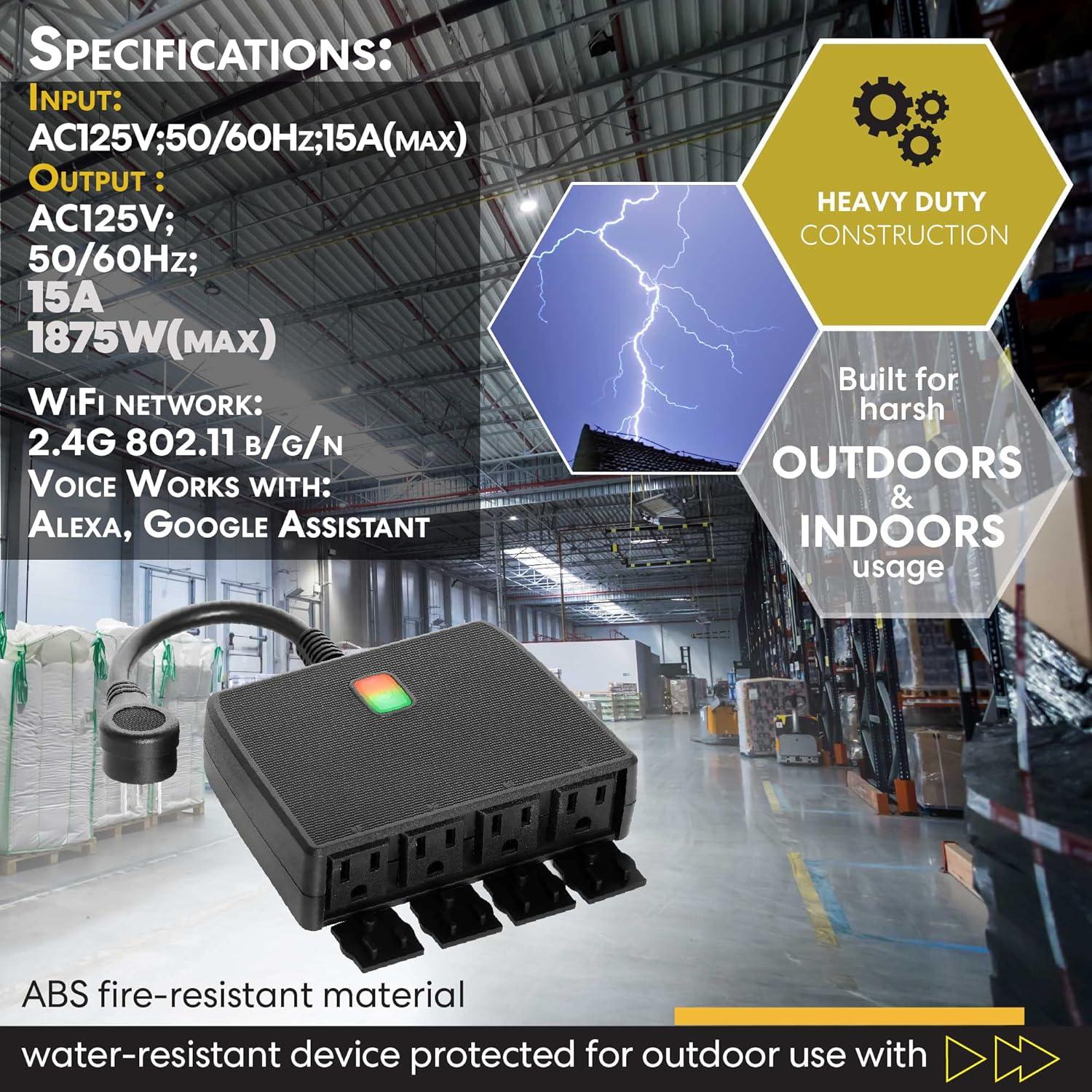 Enchufe inteligente exterior WiFi 4 salidas IP44 resistente