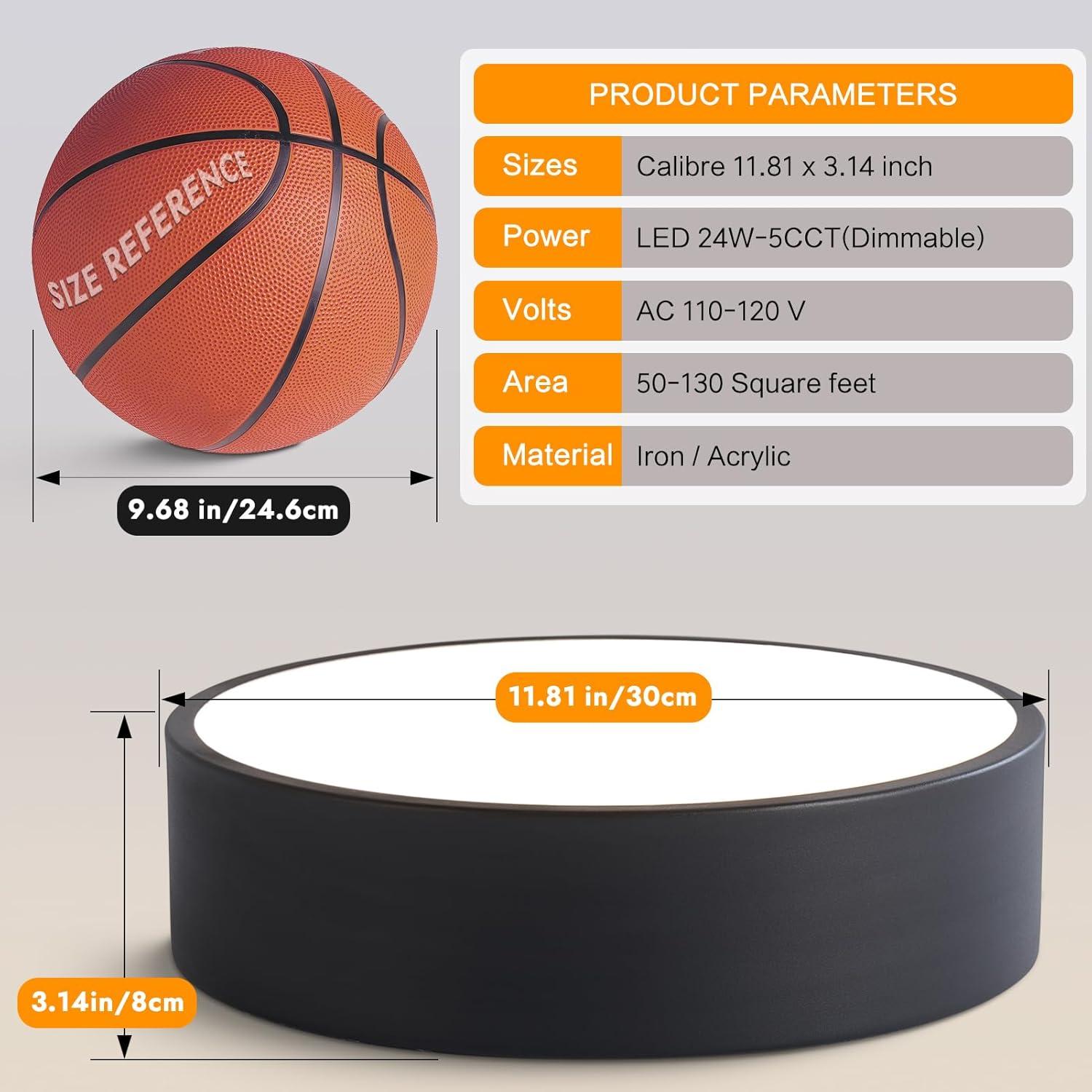 Luz de Techo LED Regulable TYNCEAOL 30cm 5CCT Negro Mate