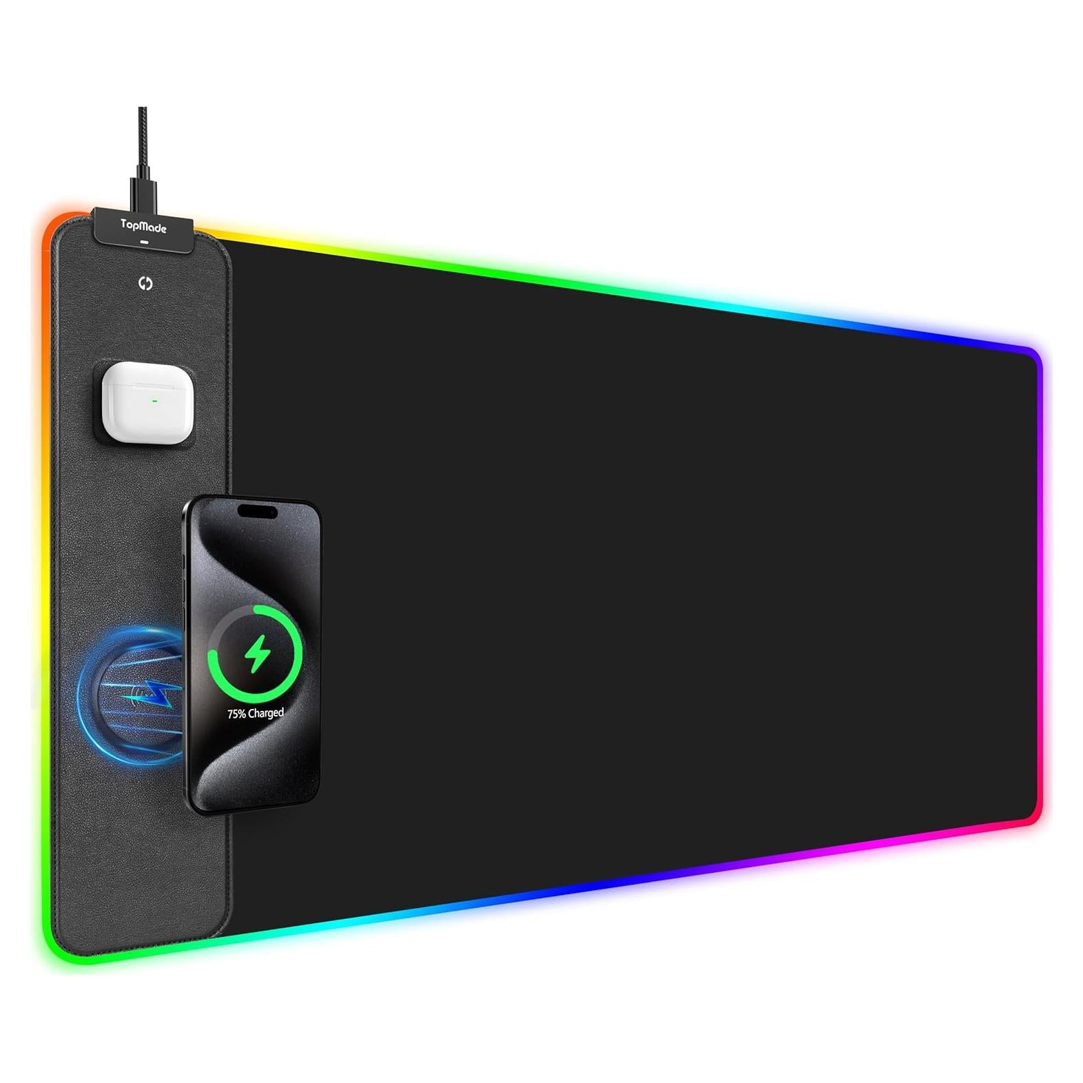 Alfombrilla de Carga Inalámbrica RGB TopMade HD77 80x40cm