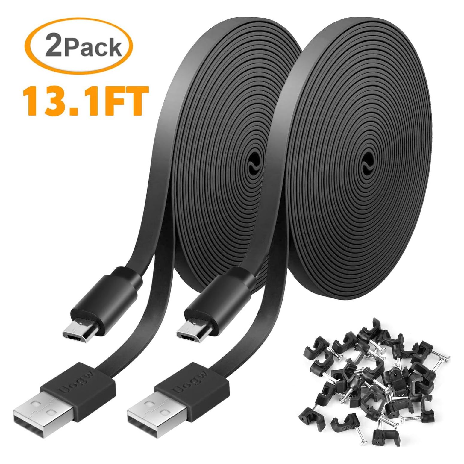 Paquete de 2 Cables de Extensión Micro USB Uogw 4m para Cámaras
