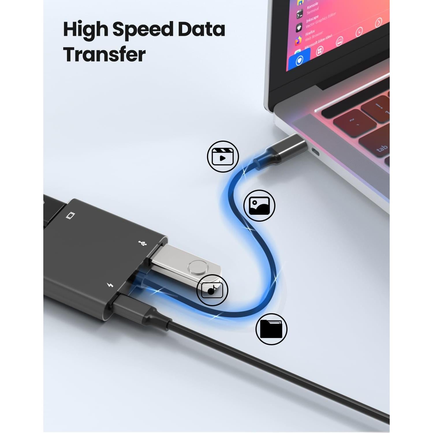 Adaptador USB-C a Doble HDTV Fophmo 4K 60Hz 100W Carga Rápida