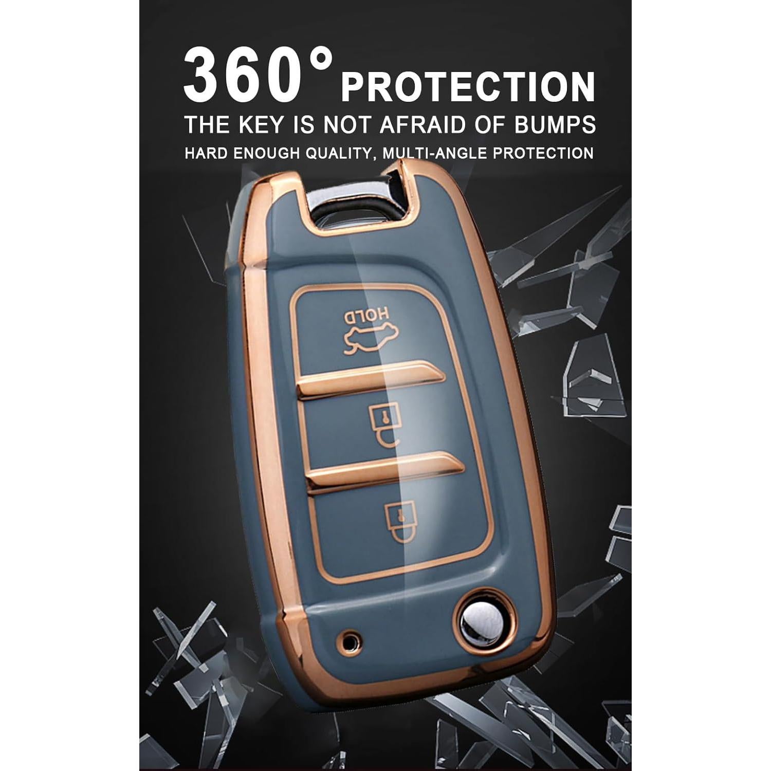 Funda de Llave Plegable HIBEYO para Hyundai - TPU Gris