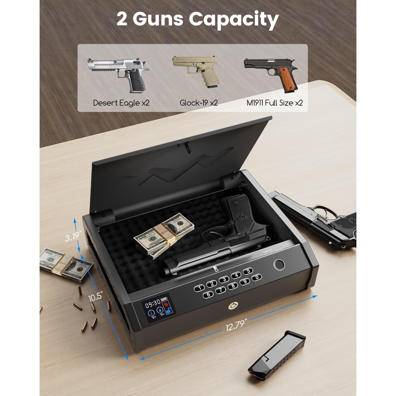 Caja Fuerte Biométrica MOLICAR para Armas con Pantalla LCD