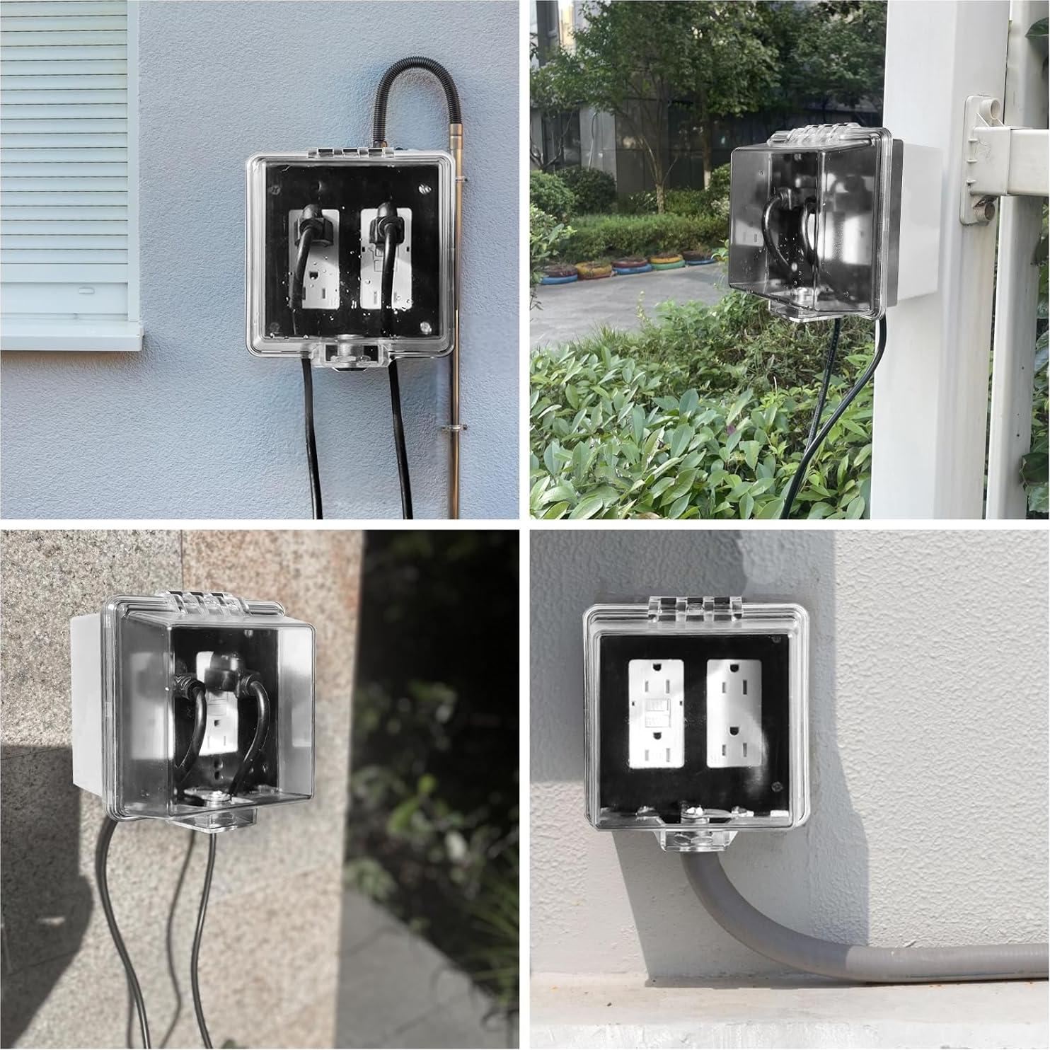 Cubierta de Enchufe Eléctrico Impermeable PILISPARK 2-Gang con Llave