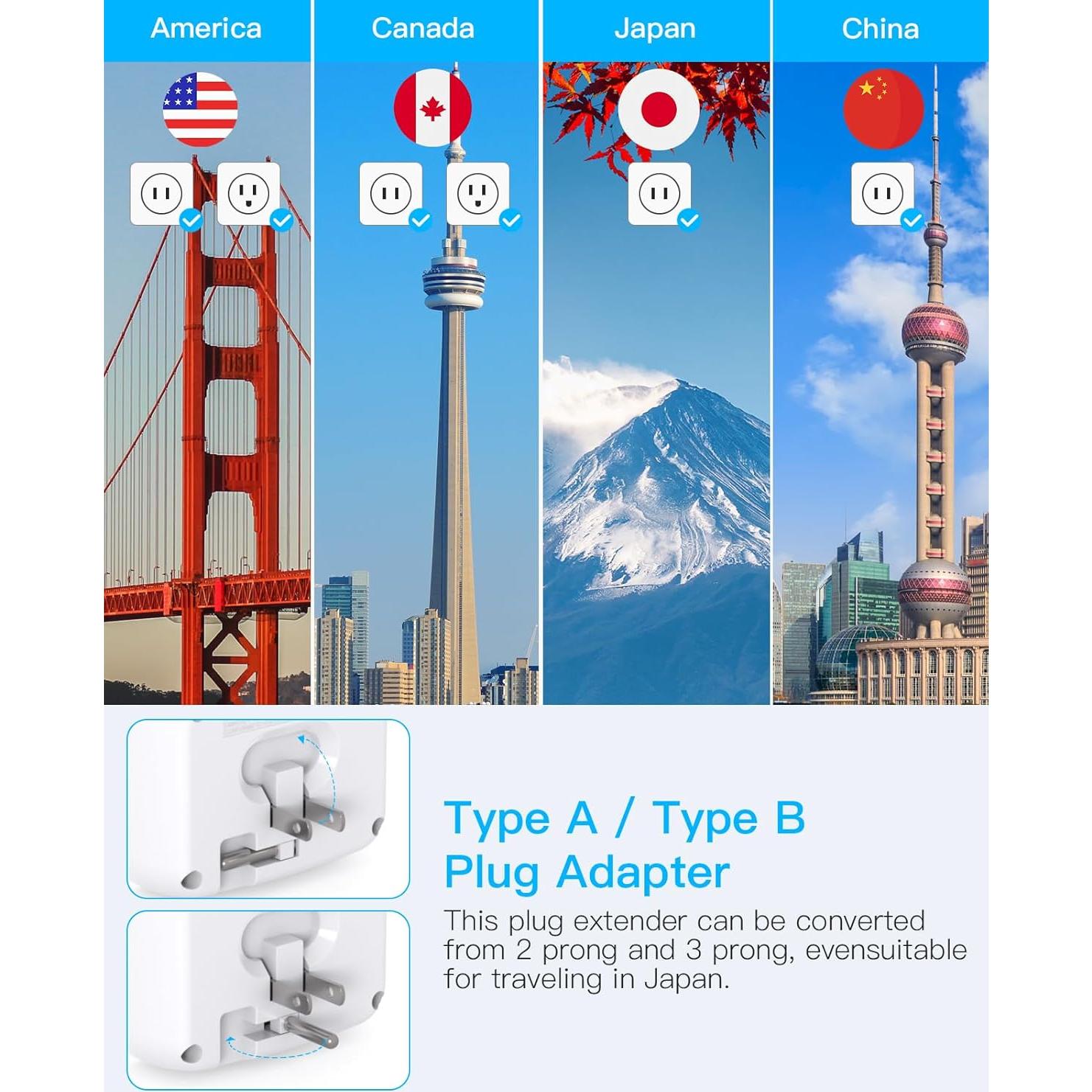 Divisor de Enchufe Plegable One Beat con 3 Salidas y 4 USB