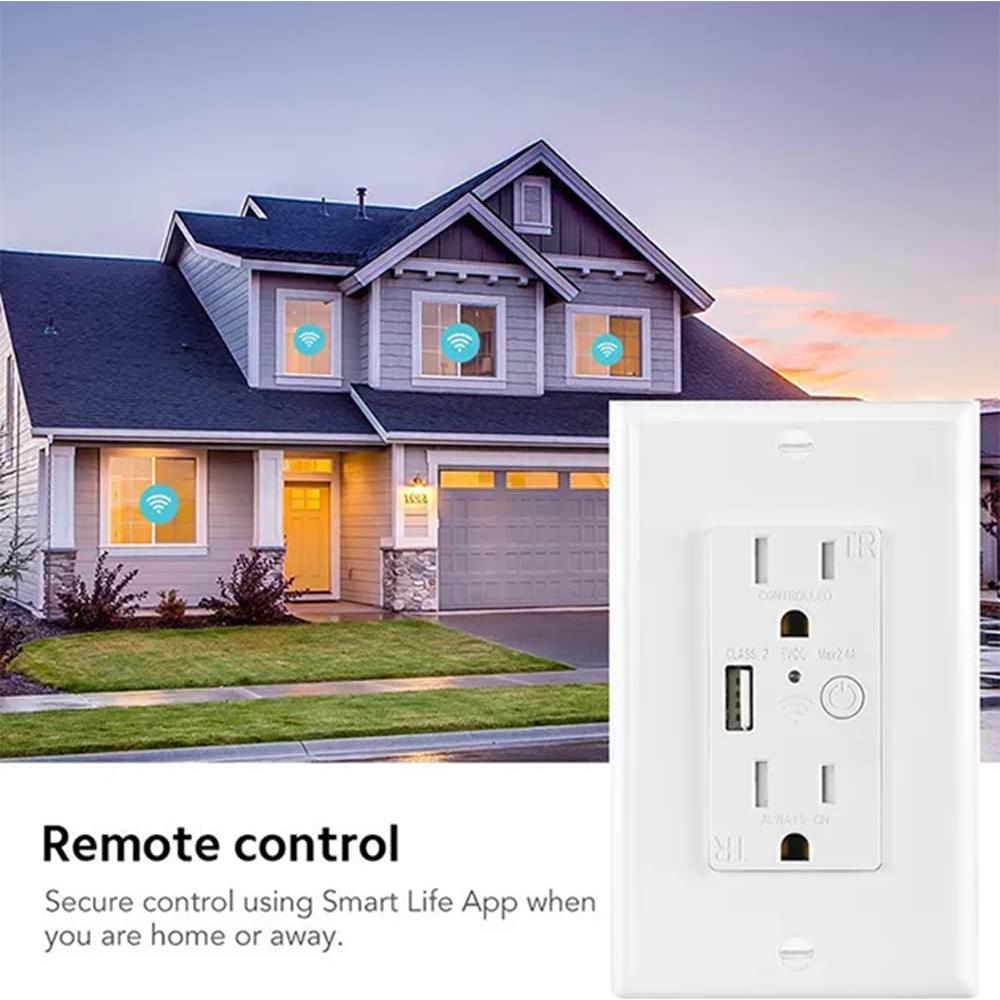 Enchufe de pared Zigbee con USB Prakriti Smart 4.58x4.19cm