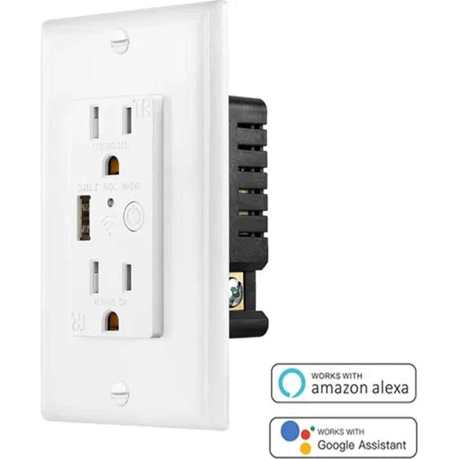 Enchufe de pared Zigbee con USB Prakriti Smart 4.58x4.19cm