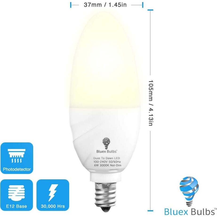 Paquete de 6 Bombillas LED BlueX E12 6W 3000K Candelabro