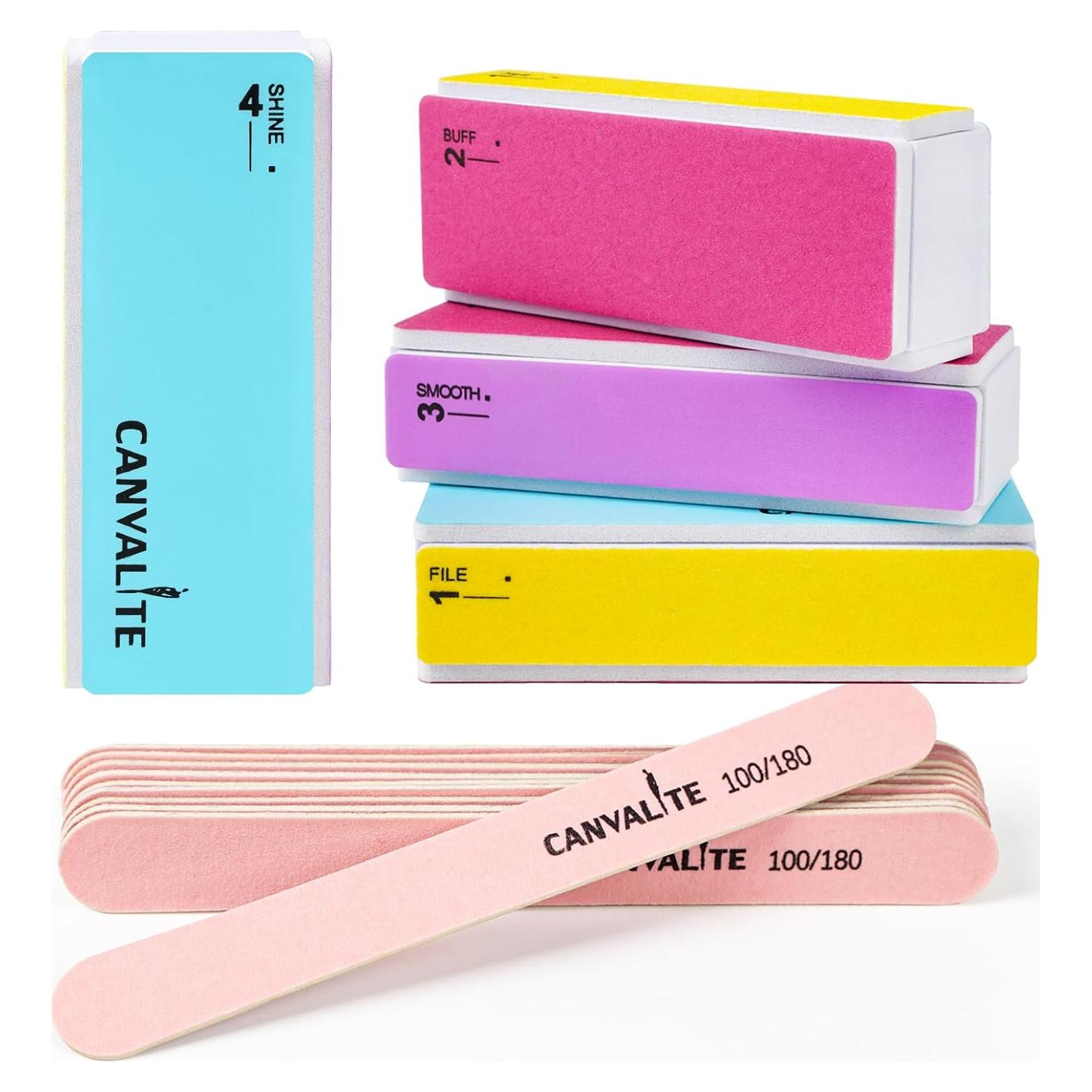 Kit de Manicura Canvalite 14 Piezas Limas y Pulidores 100/180 Grano