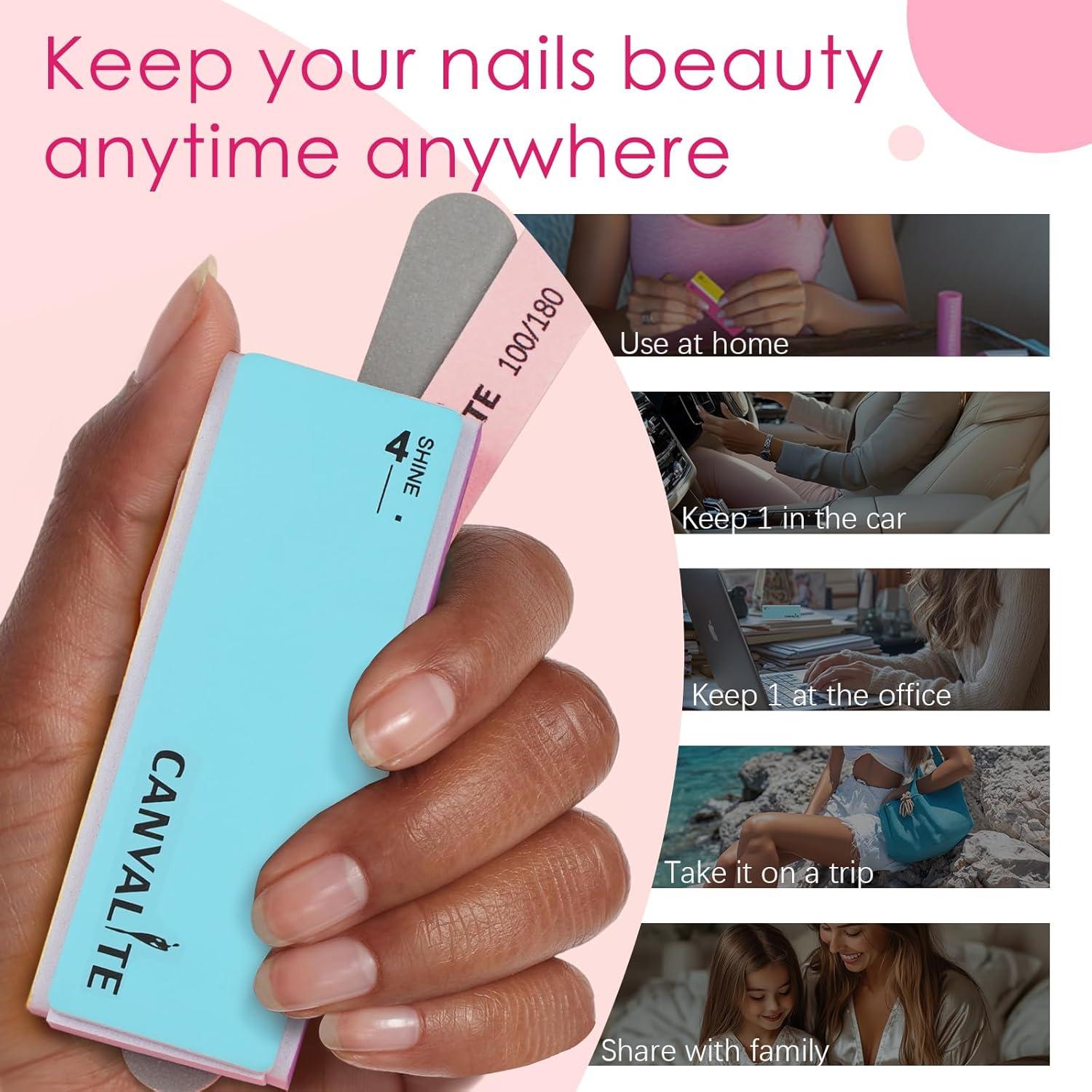 Kit de Manicura Canvalite 14 Piezas Limas y Pulidores 100/180 Grano