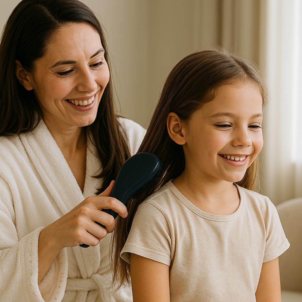 Juego de Cepillos Desenredantes G.B.S Wave - Negro - Suave para Todo Tipo de Cabello