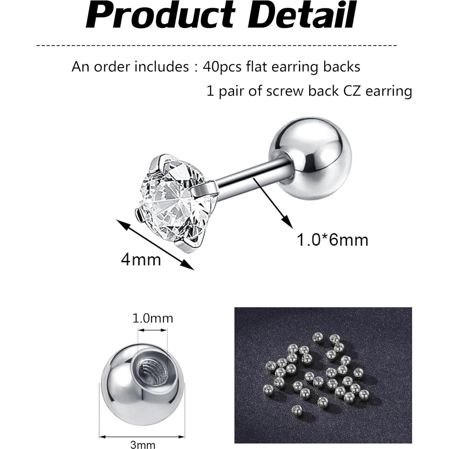 Soportes de Pendientes de Acero Inoxidable AOEDEJ 20 Pares 1.0mm