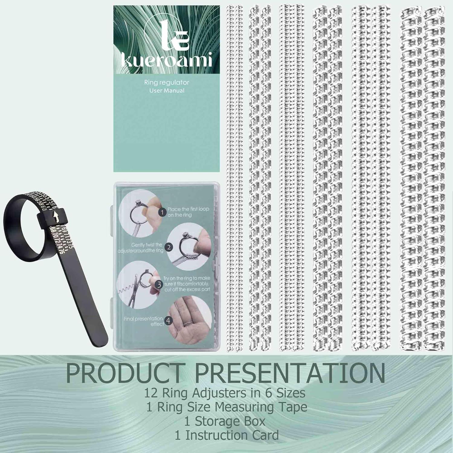 Ajustador de Tamaño de Anillo Kueroami - 12 Piezas Transparentes
