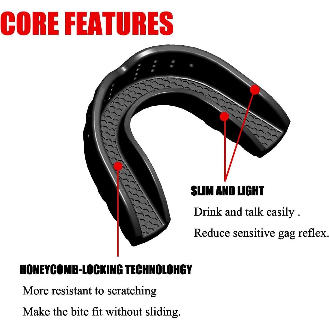 Protector Bucal Deportivo Gelfort para Fútbol y Boxeo - Negro