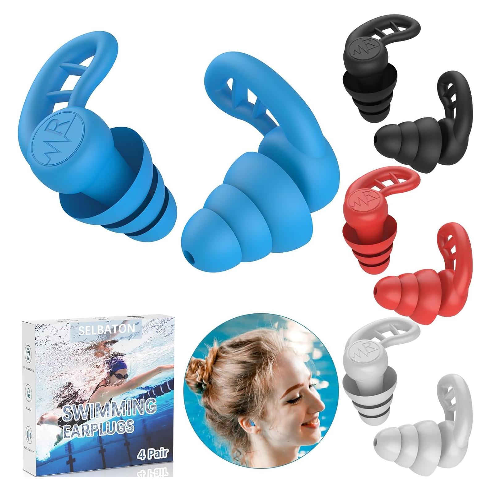 Tapones para Oídos de Silicona SELBATON - 4 Pares Reutilizables