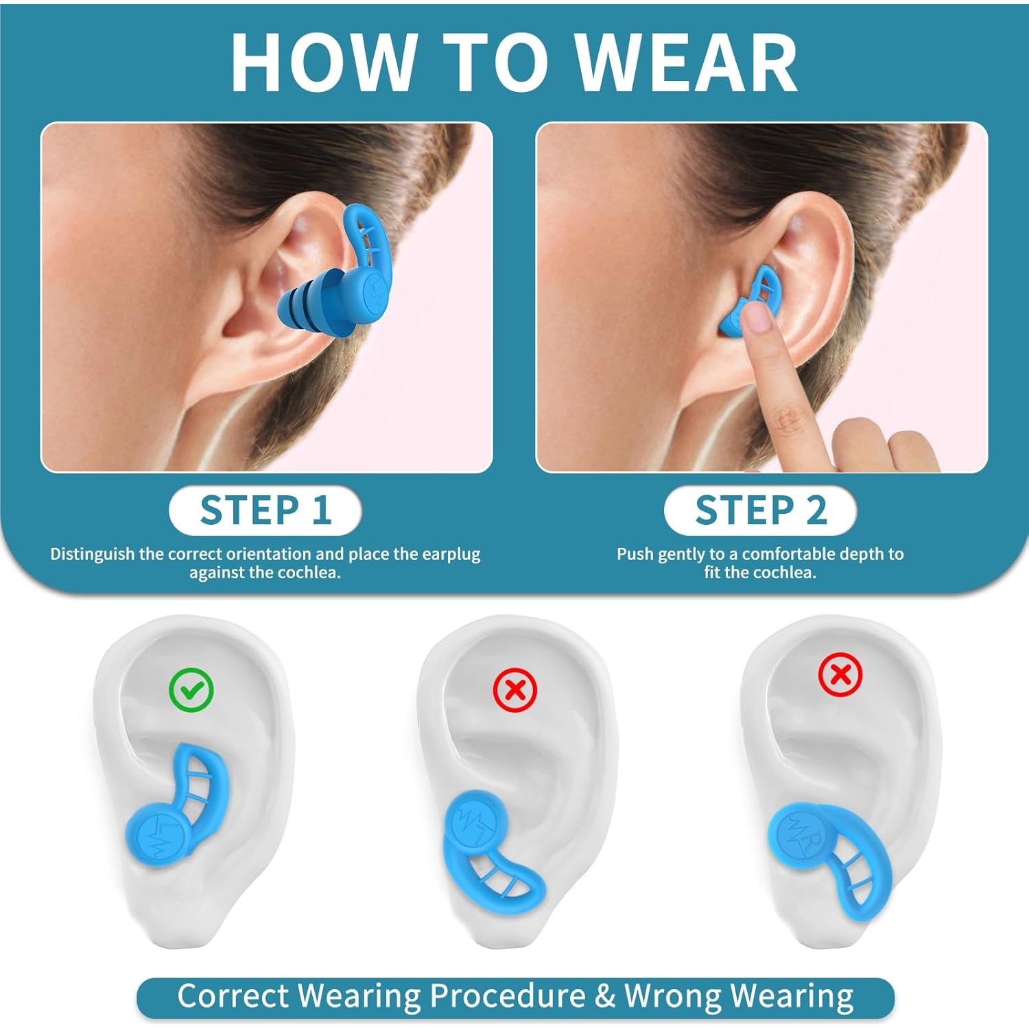 Tapones para Oídos de Silicona SELBATON - 4 Pares Reutilizables