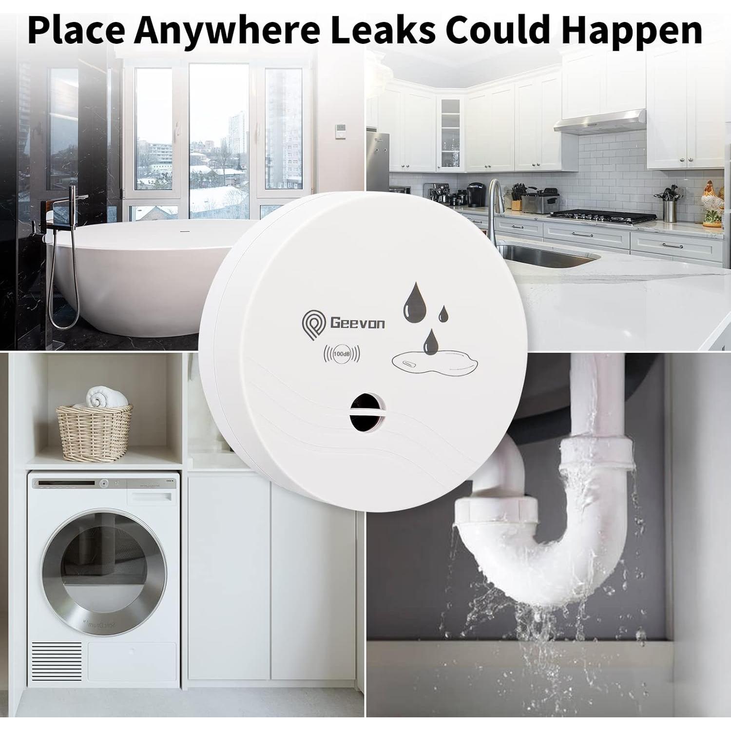 Geevon 2 Detectores de Fugas de Agua 100dB Batería Incluida