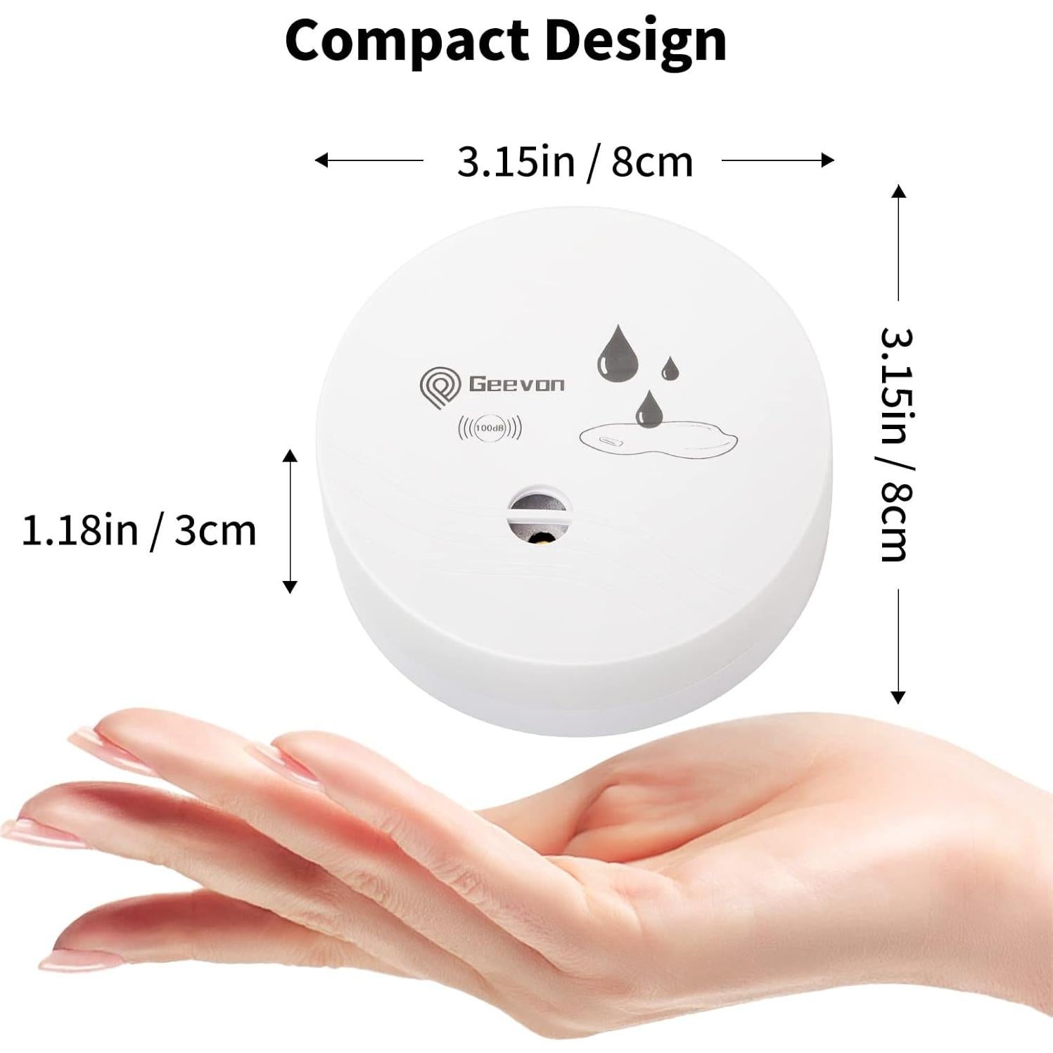 Geevon 2 Detectores de Fugas de Agua 100dB Batería Incluida