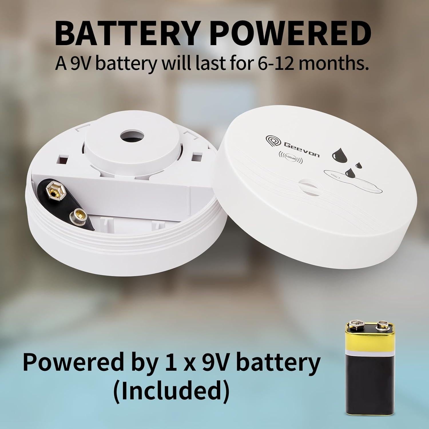 Geevon 2 Detectores de Fugas de Agua 100dB Batería Incluida