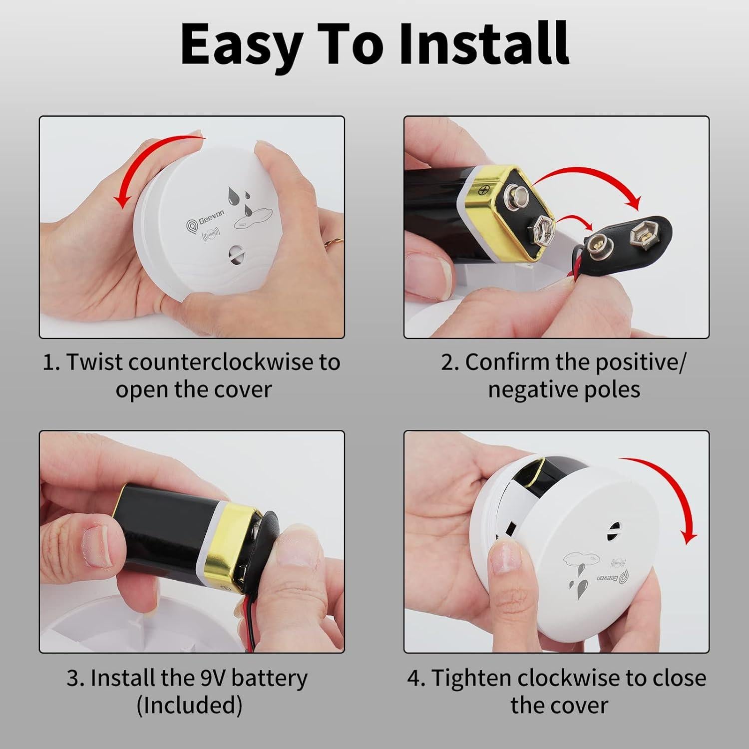 Geevon 2 Detectores de Fugas de Agua 100dB Batería Incluida