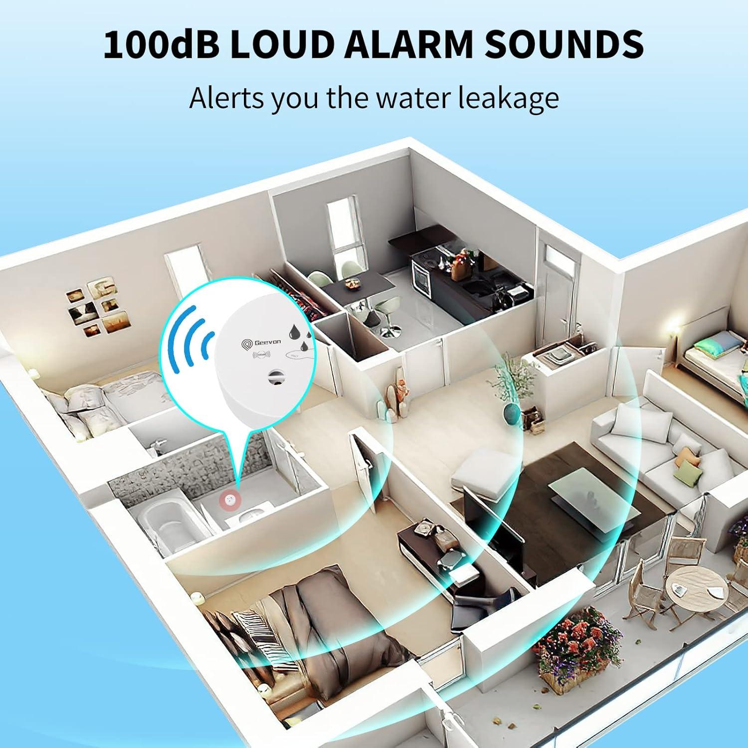 Geevon 2 Detectores de Fugas de Agua 100dB Batería Incluida