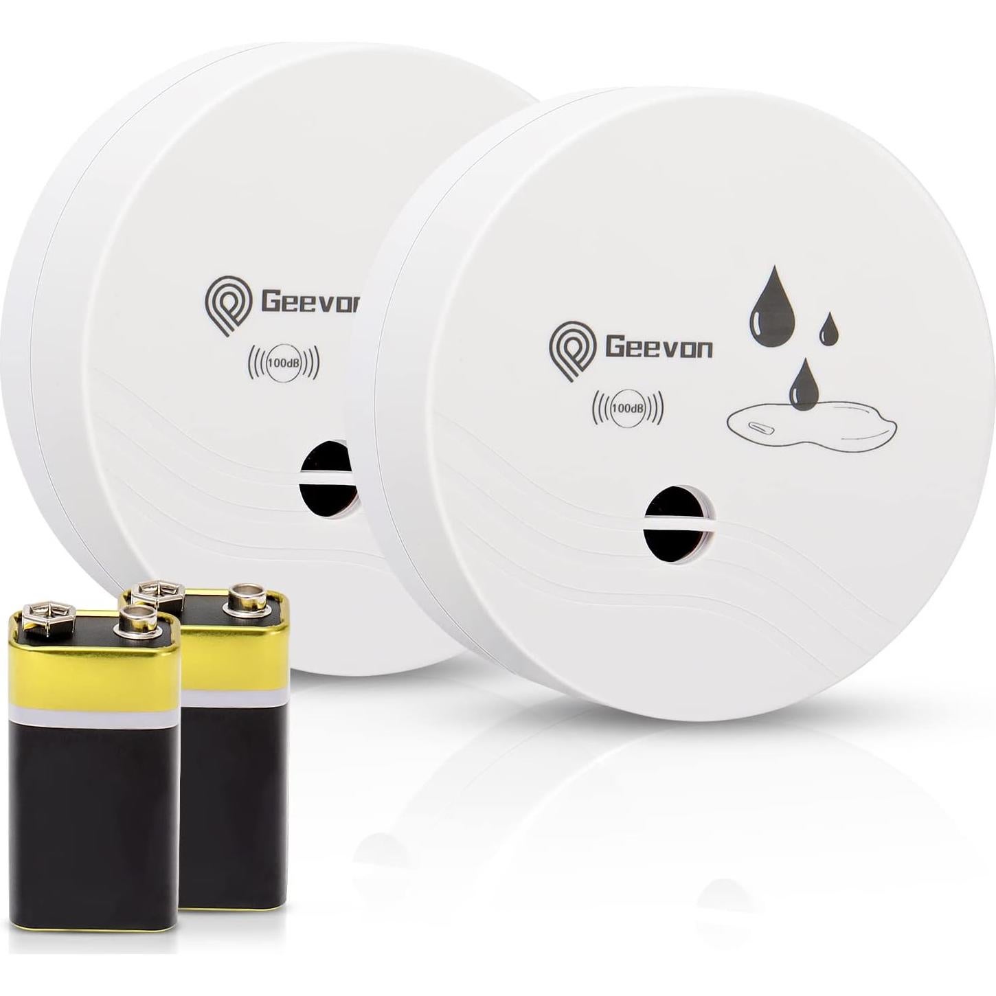 Geevon 2 Detectores de Fugas de Agua 100dB Batería Incluida