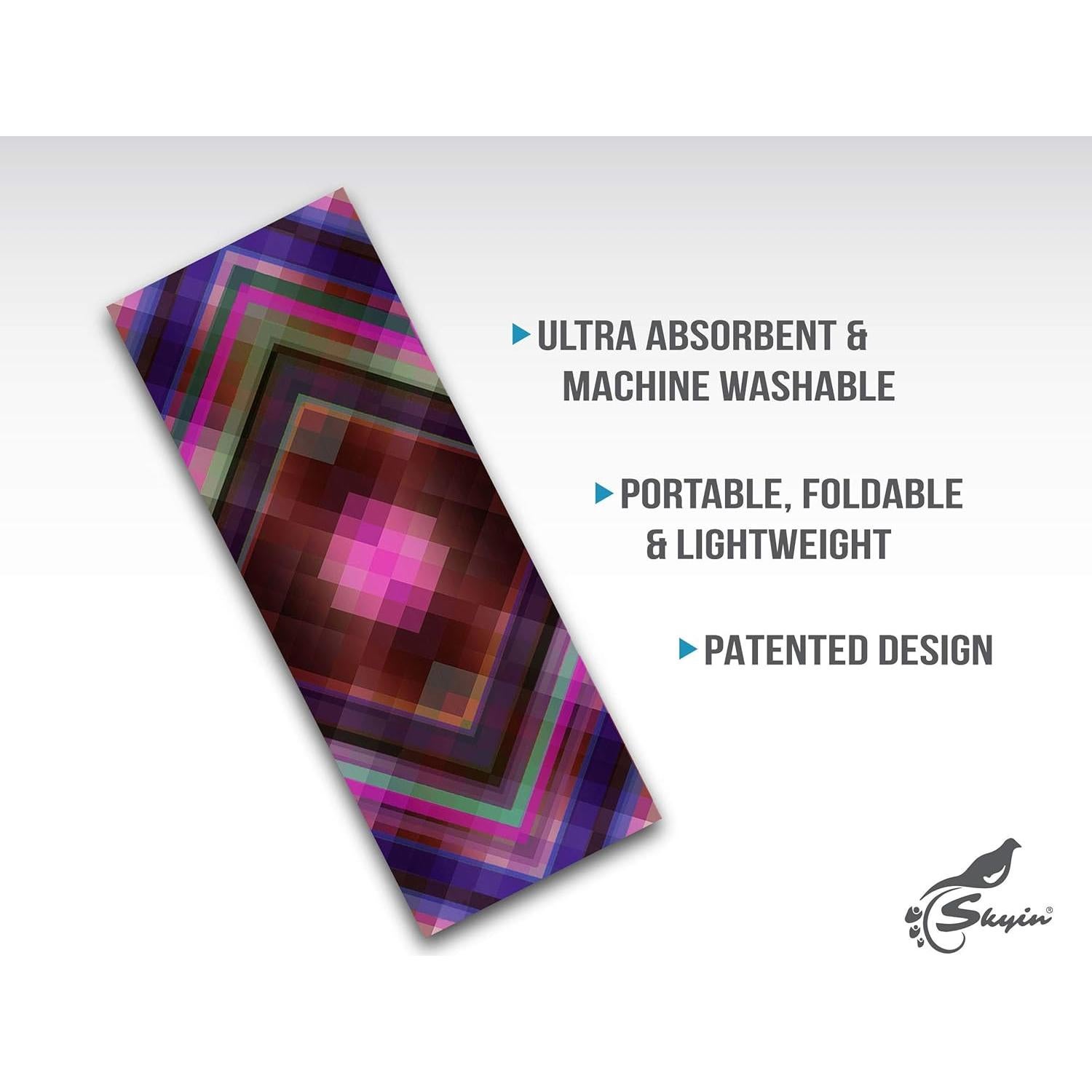 Toalla de Yoga Antideslizante Skyin 182.88x60.96cm Ecológica