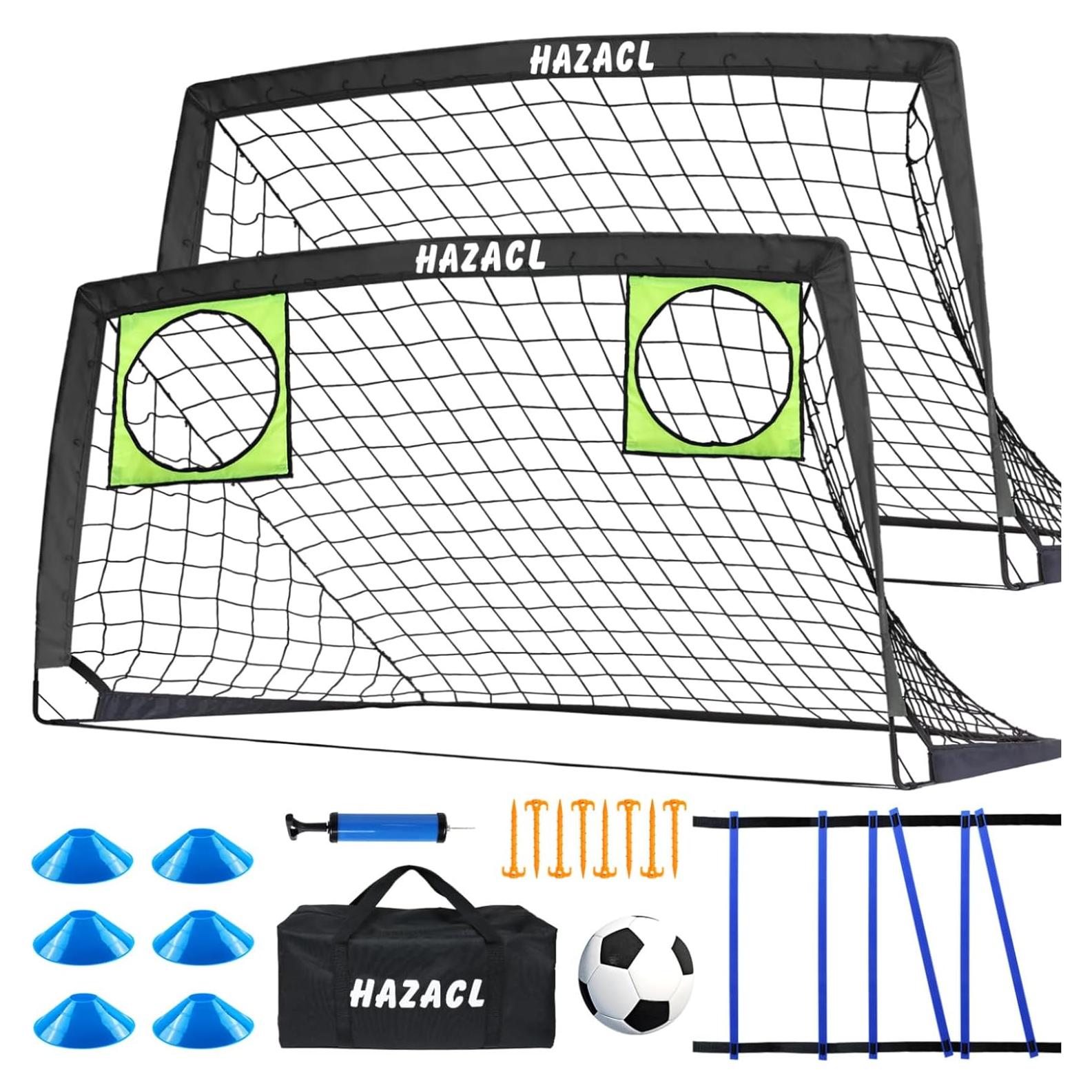 Portería de Fútbol Portátil Hazacl 6x4 FT con Balón y Accesorios