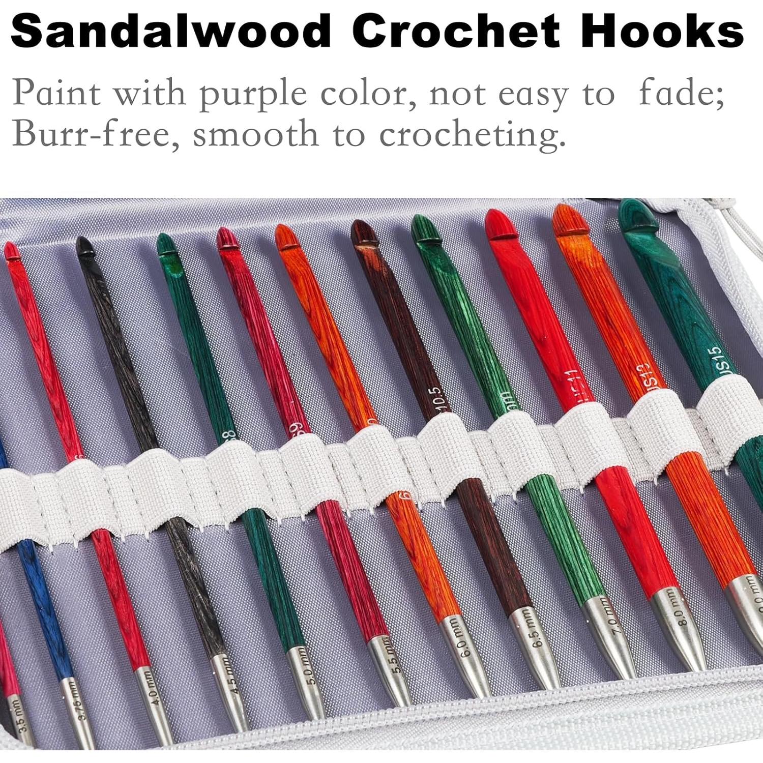 Juego de Ganchillos Tunisios Svartur 3mm-10mm Madera Sándalo