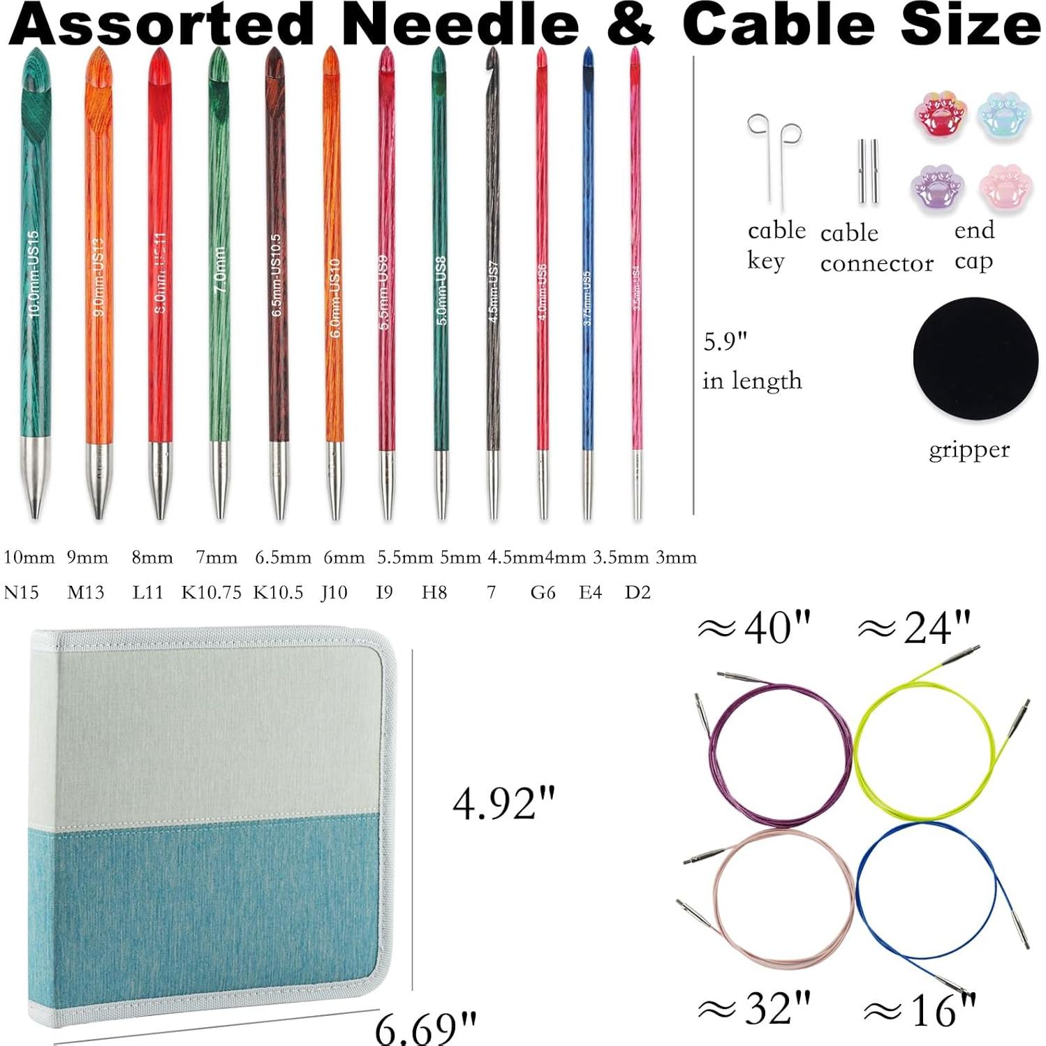 Juego de Ganchillos Tunisios Svartur 3mm-10mm Madera Sándalo