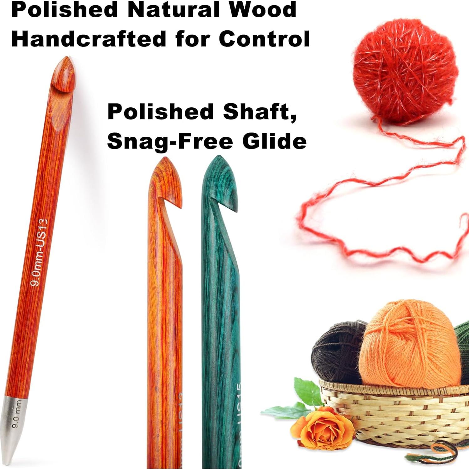 Juego de Ganchillos Tunisios Svartur 3mm-10mm Madera Sándalo