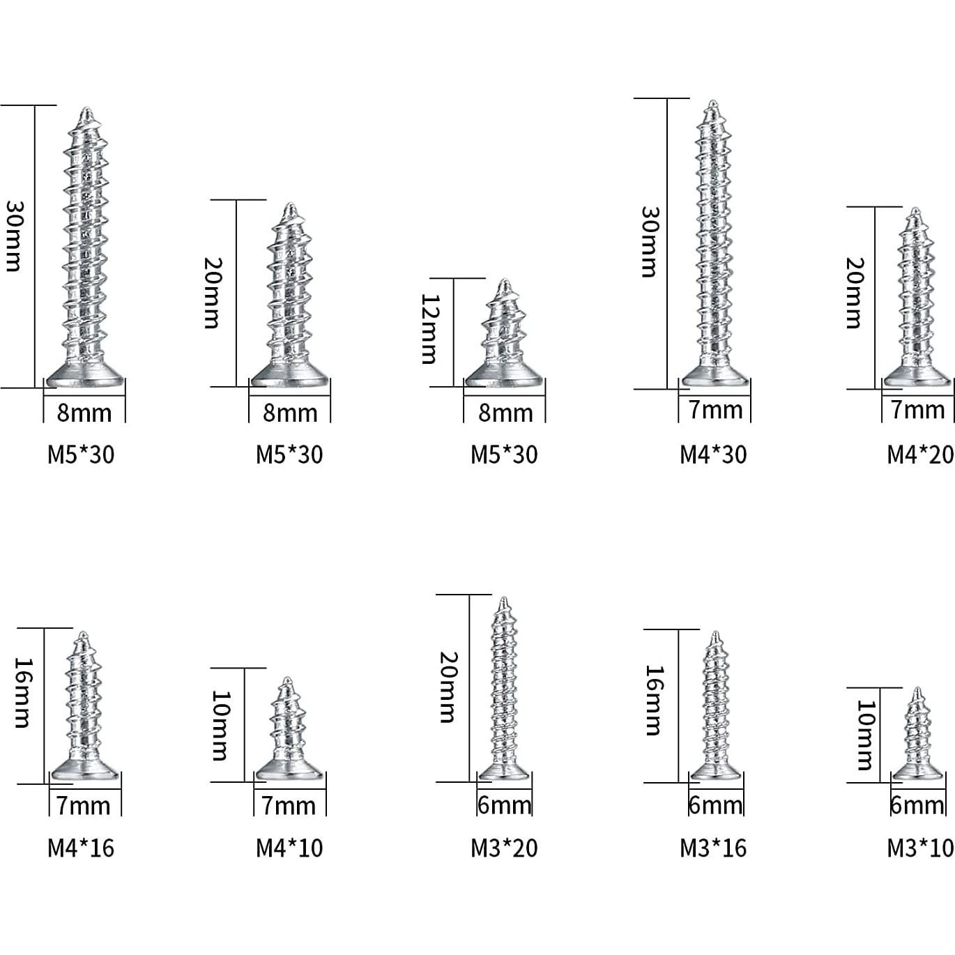 Kit de Tornillos Autoperforantes WJLSKJ 250g M3/M4/M5 - 10 Tamaños