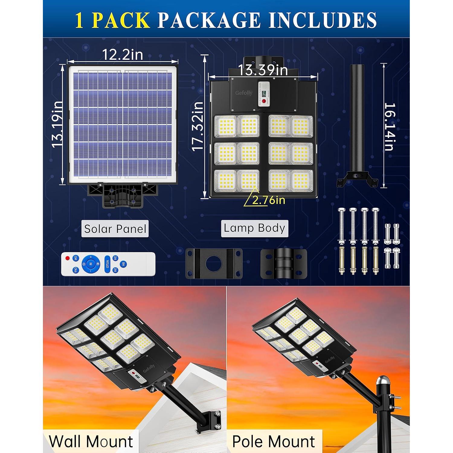 Luz Solar para Calle Gefolly SL-2000W 200000LM 6500K con Sensor