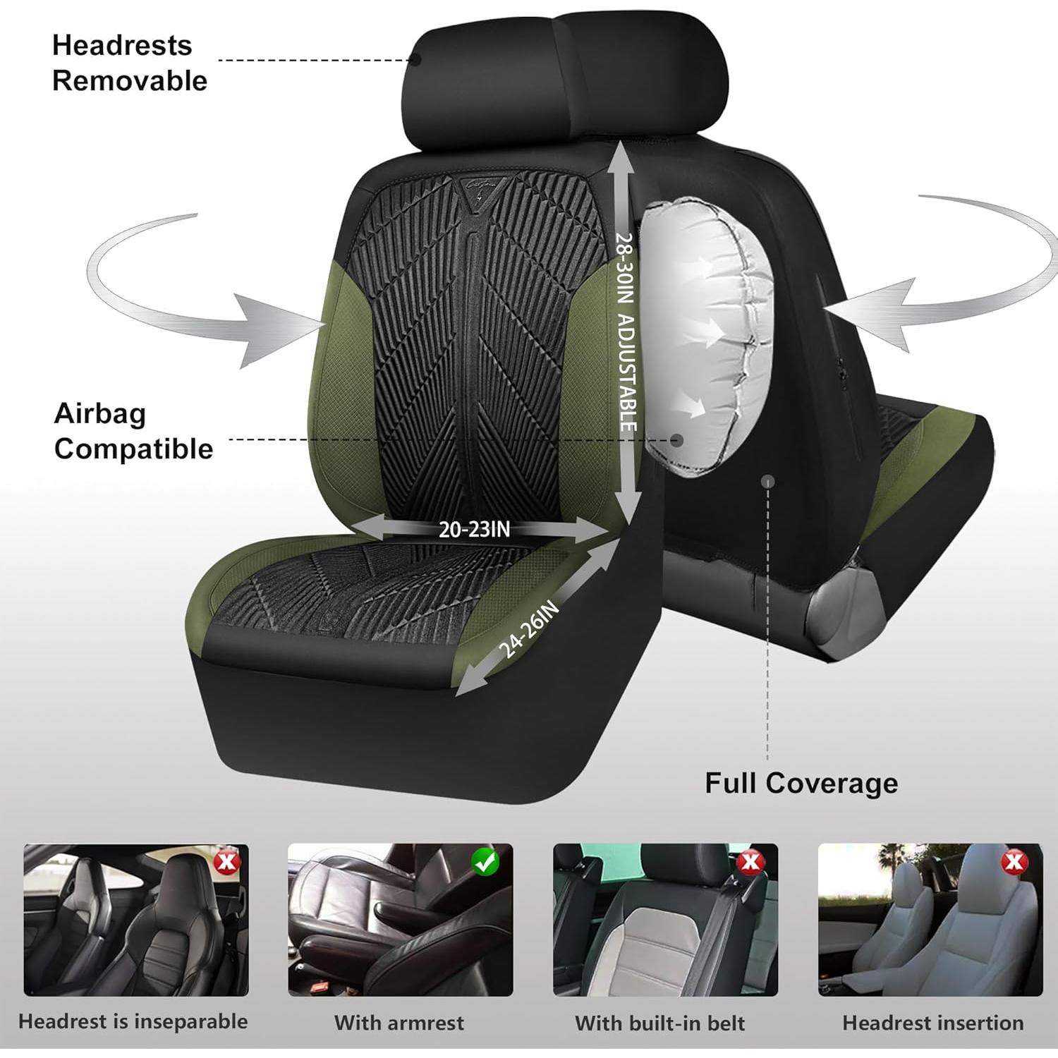 Cubiertas de Asiento de Coche CAR PASS Neopreno Negro Verde