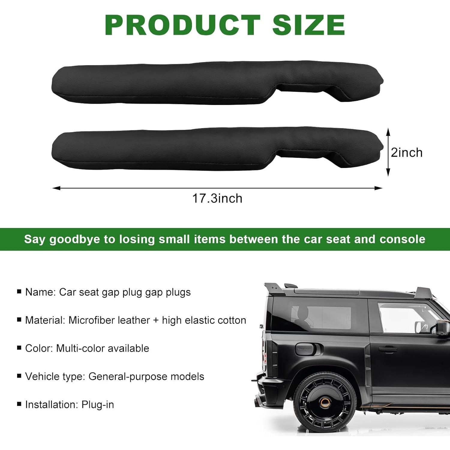 Relleno de Espacio entre Asientos de Cuero SHMZK 2 PCS Negro