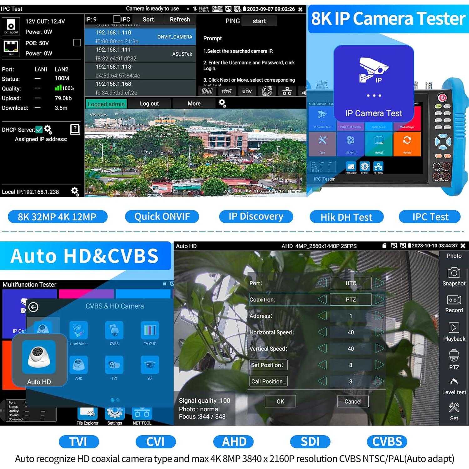 Probador de Cámara CCTV Rsrteng IPC-9800MOVTADHS 8K 32MP