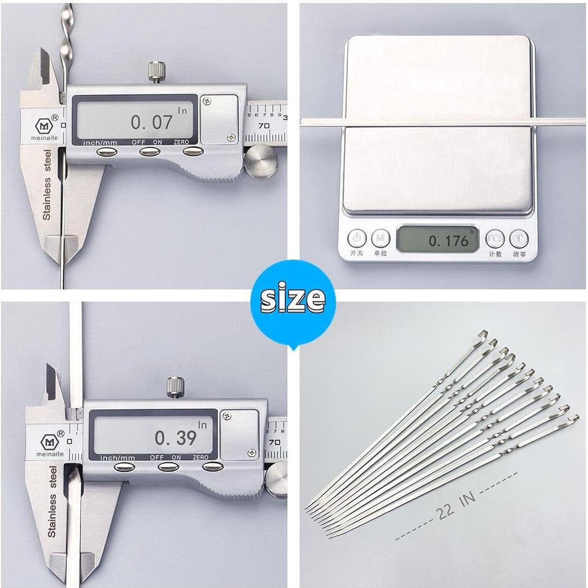 Pinchos de Acero Inoxidable FOWUTAS 55.88 cm para Barbacoa 12PCS