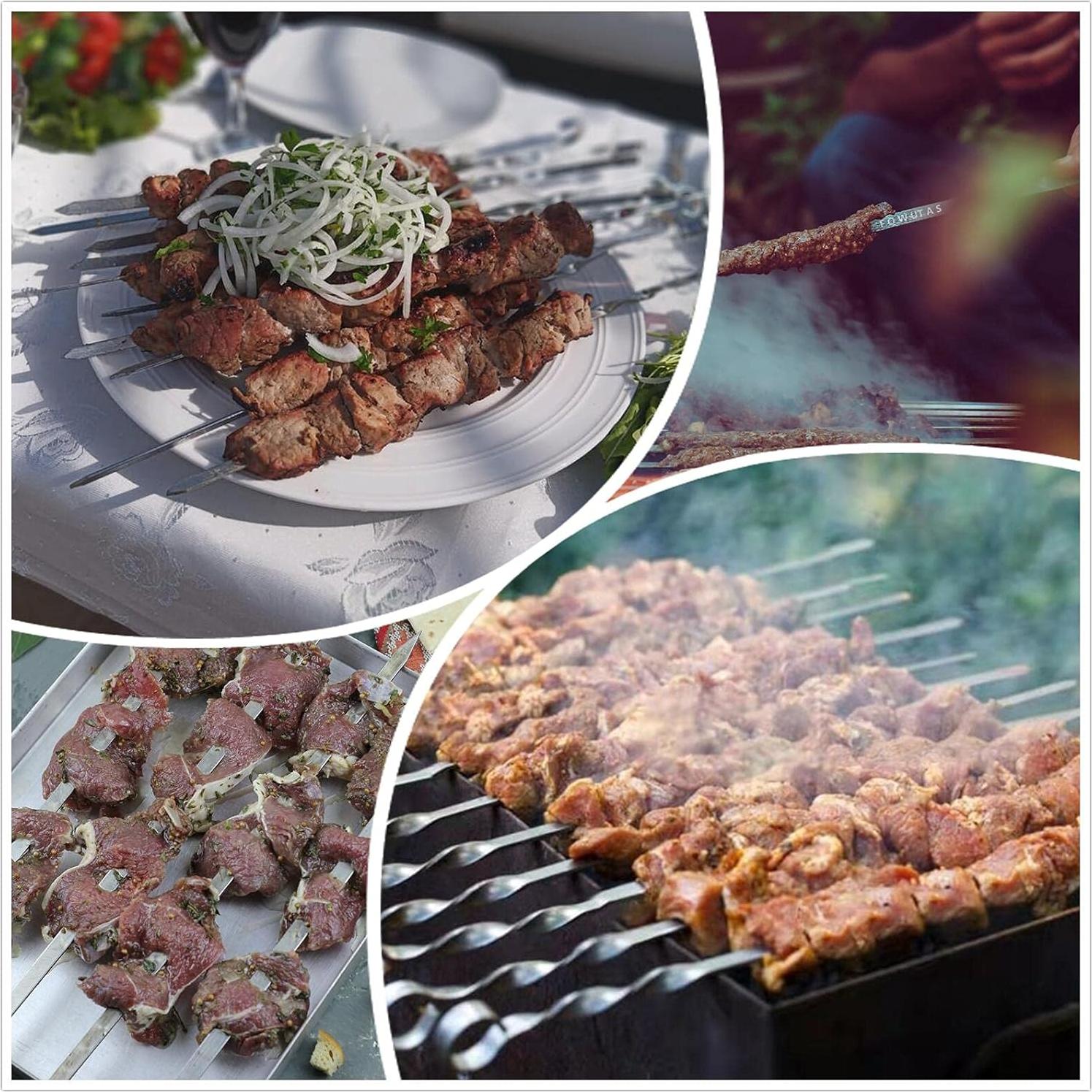 Pinchos de Acero Inoxidable FOWUTAS 55.88 cm para Barbacoa 12PCS